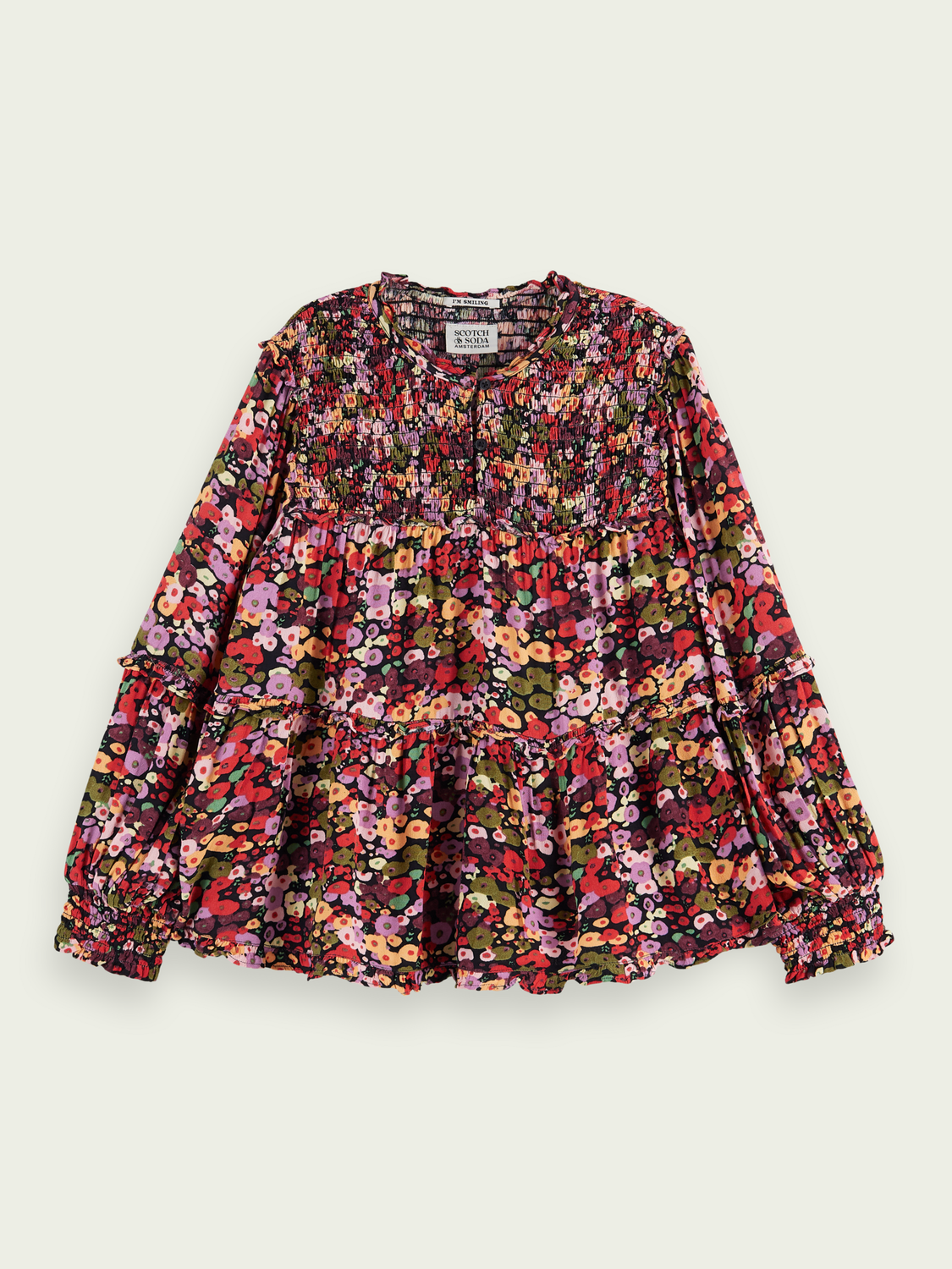 Printed Smock Detail Top