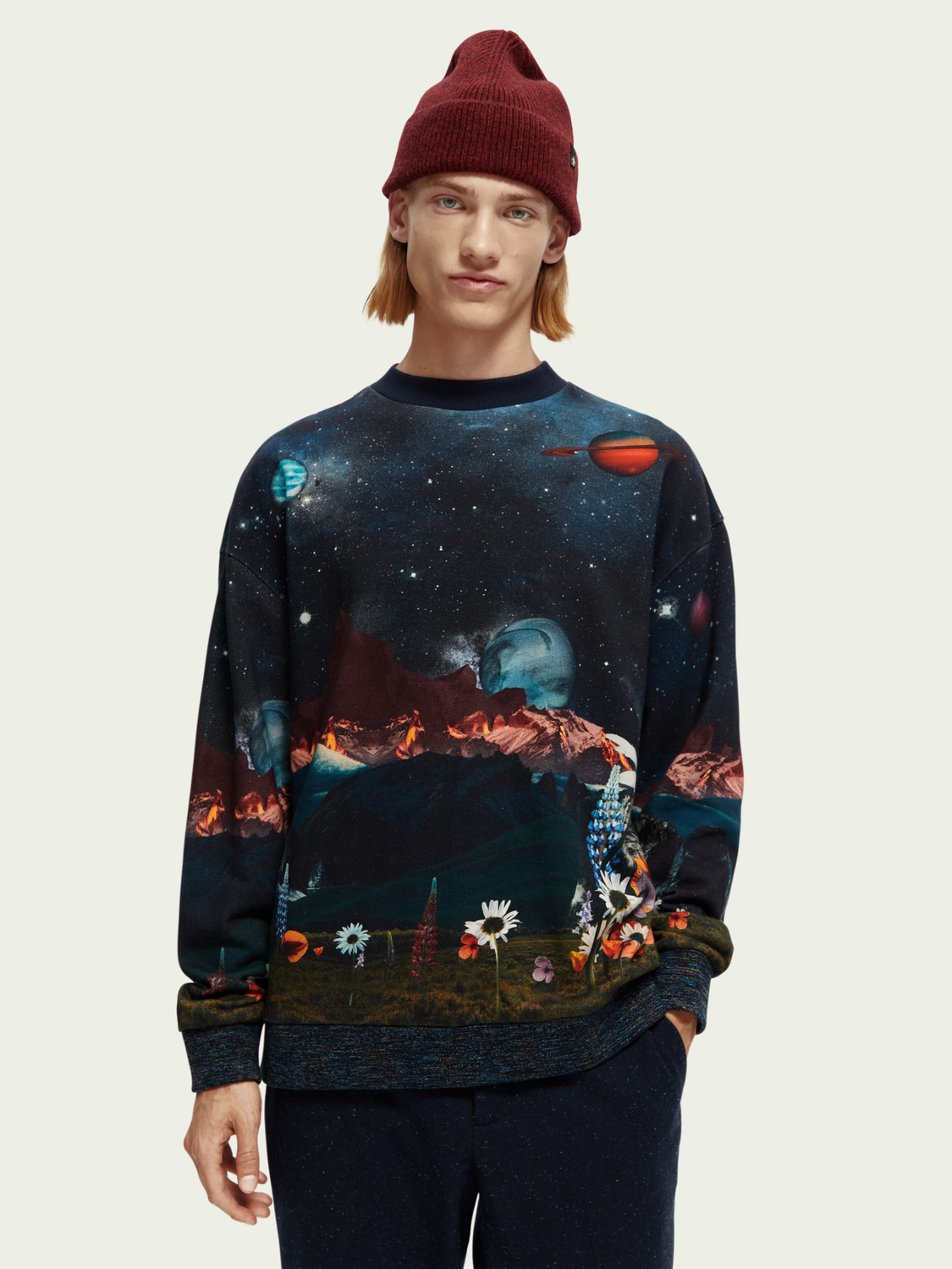 Printed Organic Cotton Felpa Sweatshirt | Scotch And Soda Outlet