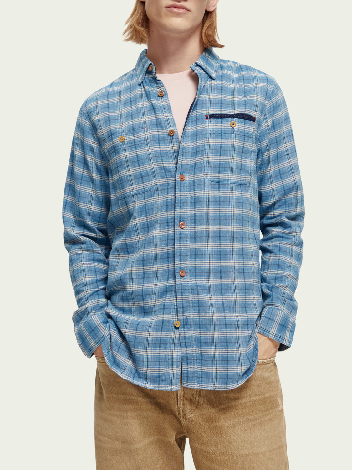 Regular Fit Bonded Shirt With Sleeve Roll-Up | Scotch And Soda Outlet