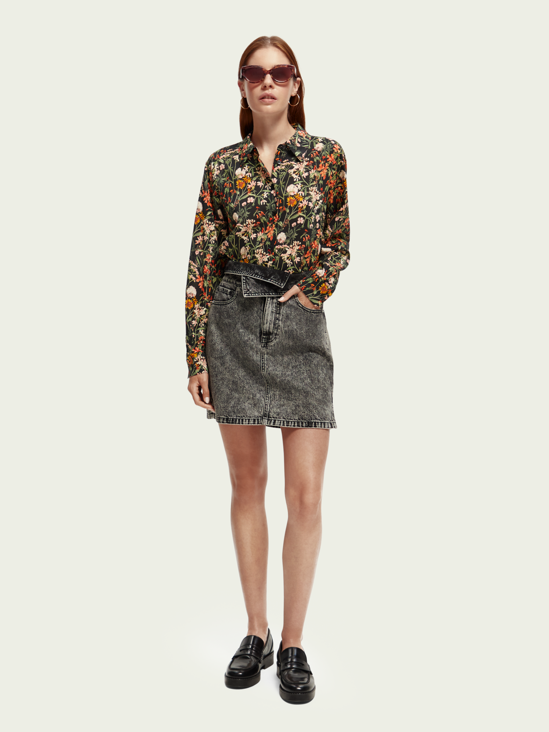 Denim Fold Over Mini Denim Skirt | scotch & soda outlet