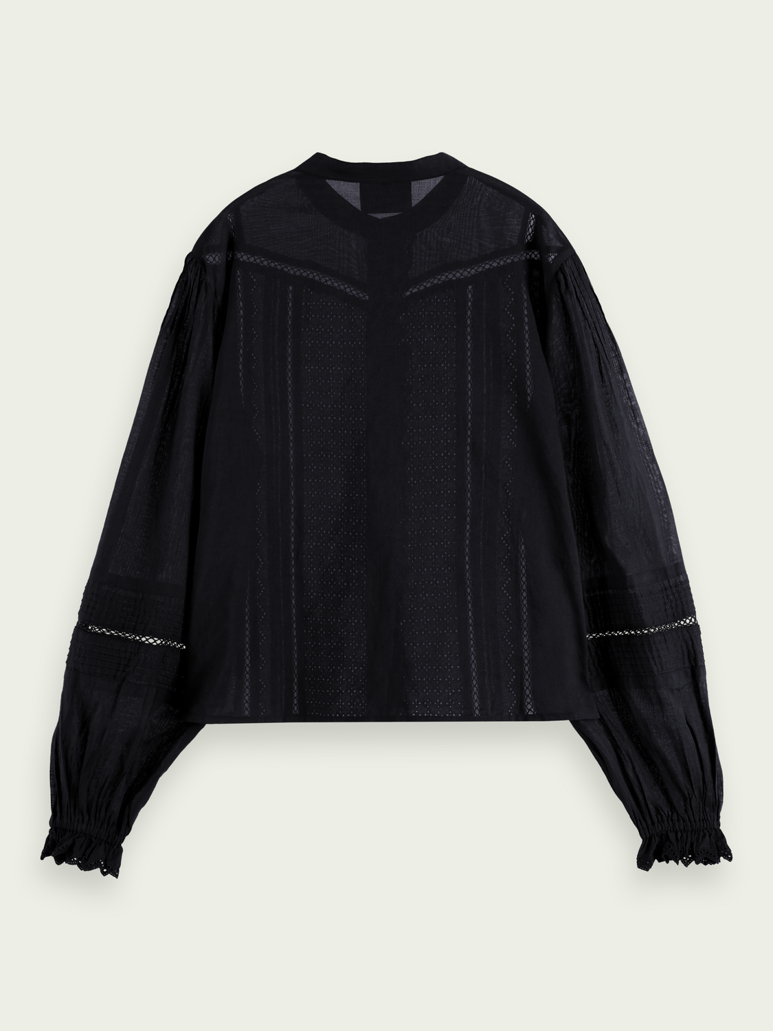 Long-Sleeved Organic Cotton Broderie Shirt | scotch & soda outlet