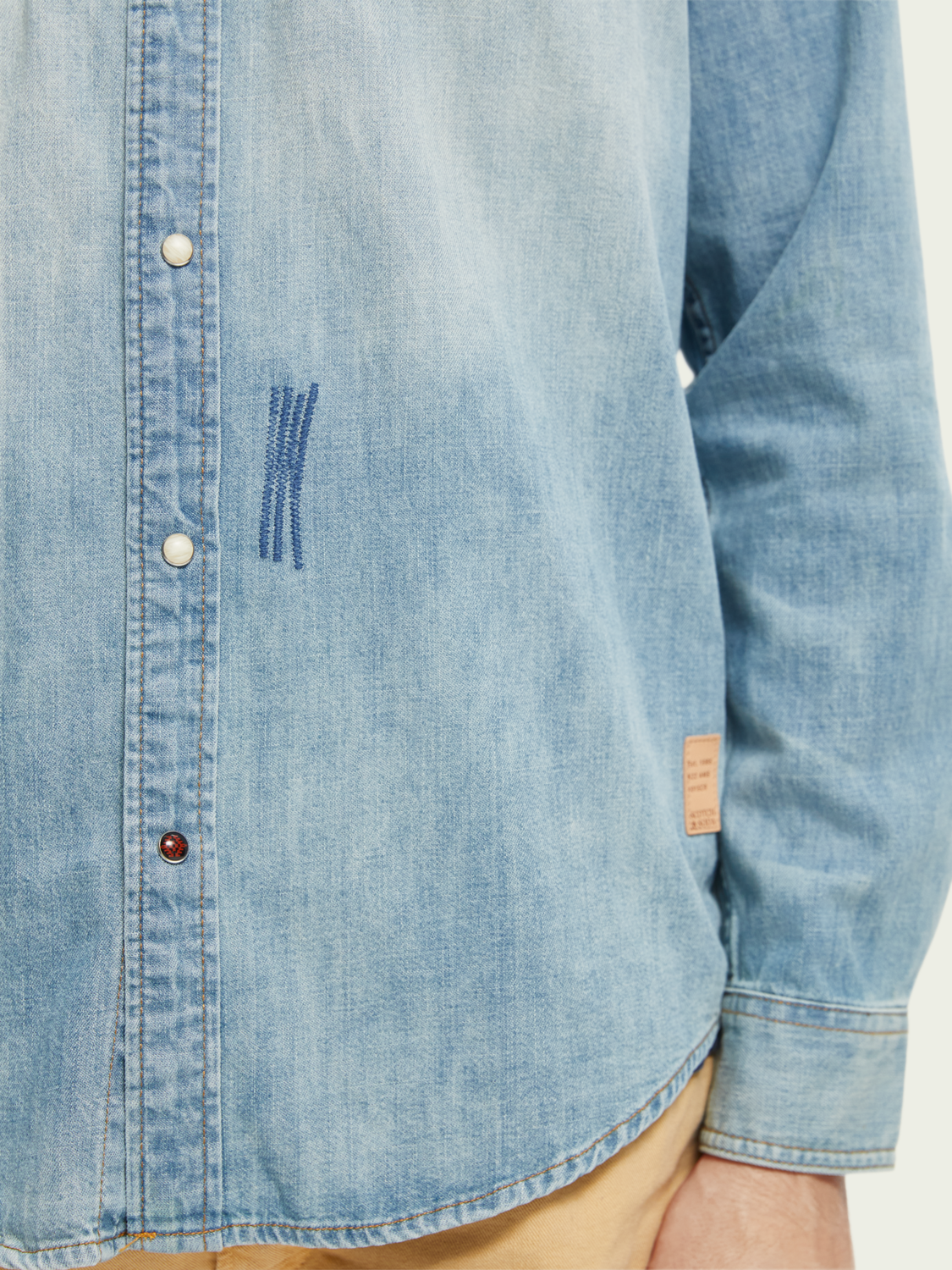Ikat Detailed Western Denim Shirt | Scotch And Soda Outlet