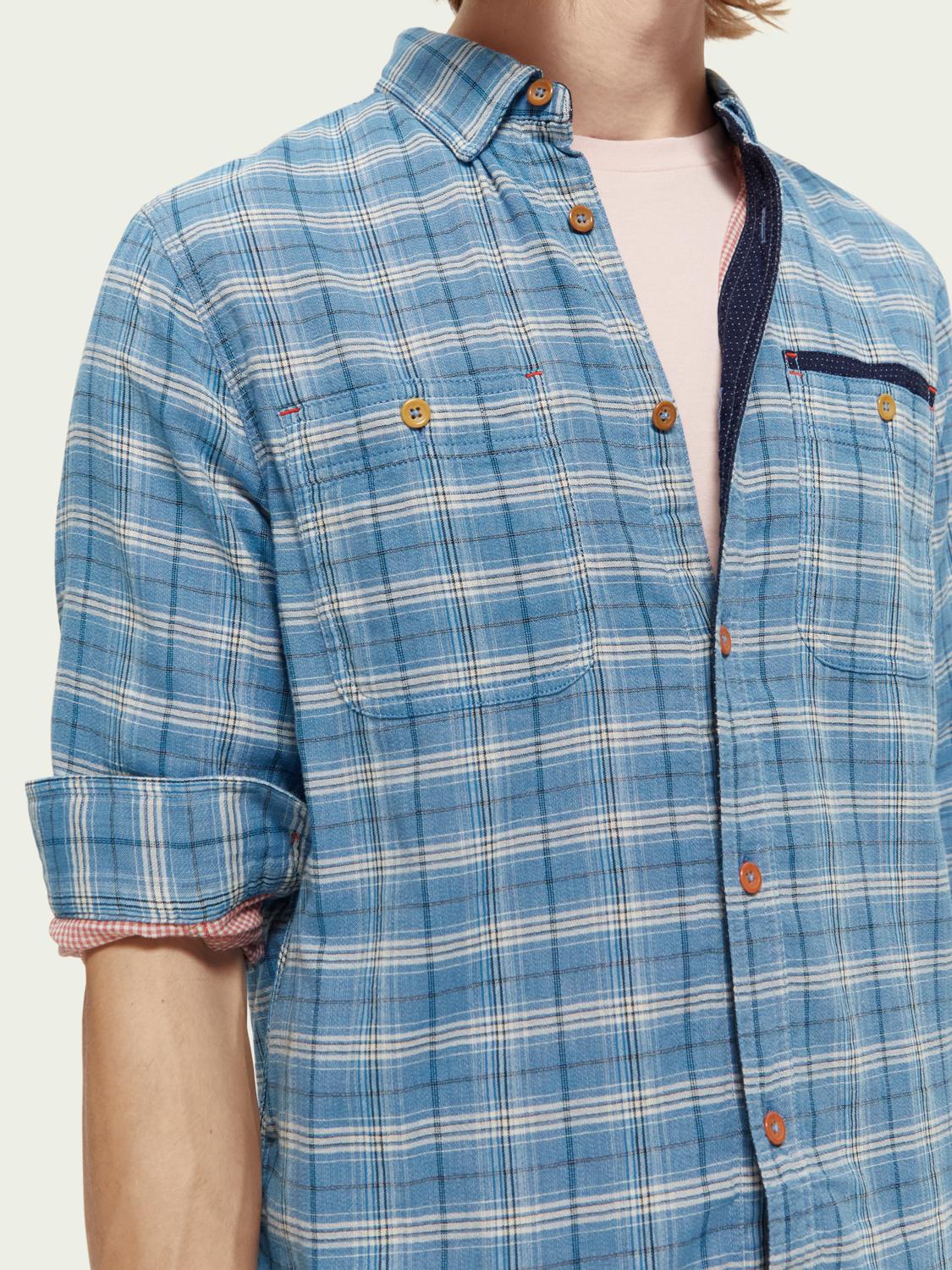 Regular Fit Bonded Shirt With Sleeve Roll-Up | Scotch And Soda Outlet