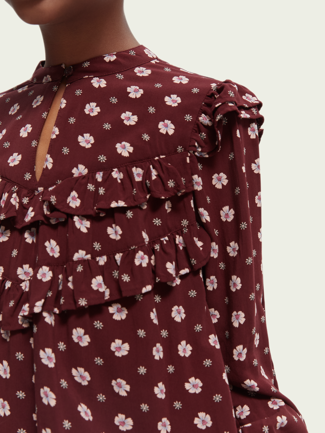 Scotch Soda Outlet | Printed Organic Long-Sleeved Mini Dress