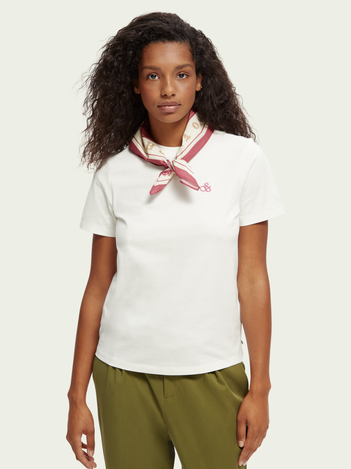 Organic Cotton T-Shirt With Detachable Scarf Collar | scotch & soda outlet