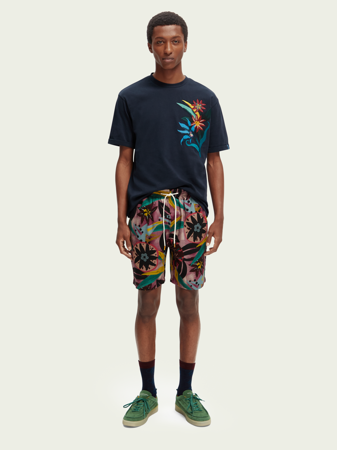 Relaxed Fit Organic Floral-Embroidered T-Shirt | Scotch And Soda Outlet