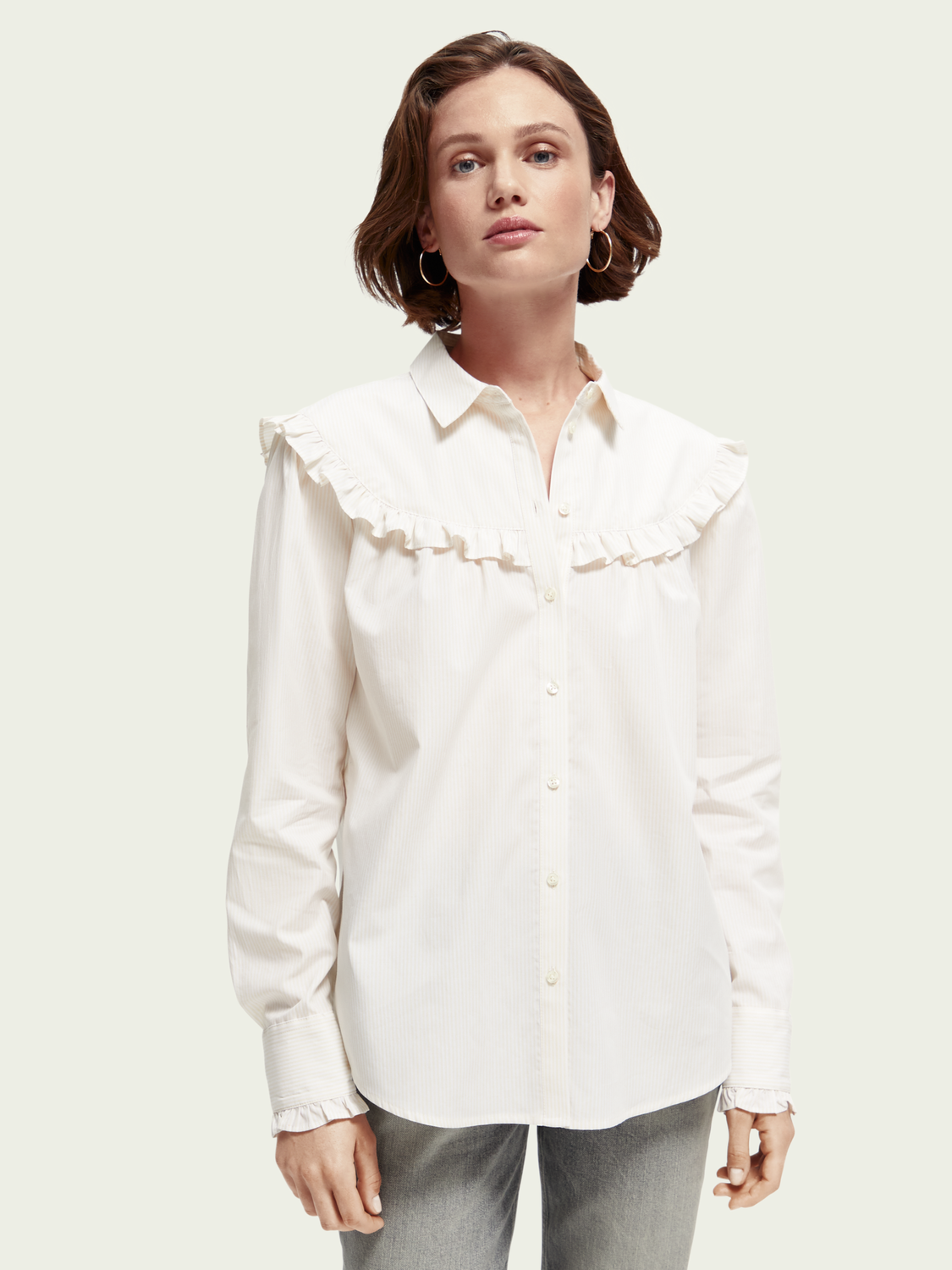 Ruffled Organic Cotton Shirt | scotch & soda outlet