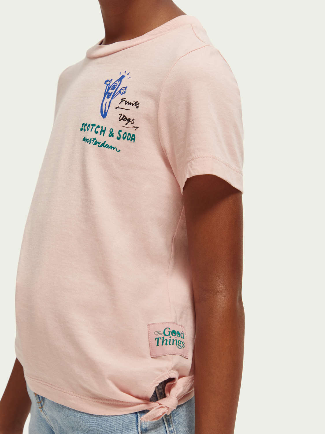 Artwork & Knotted Hem Organic Cotton T-Shirt