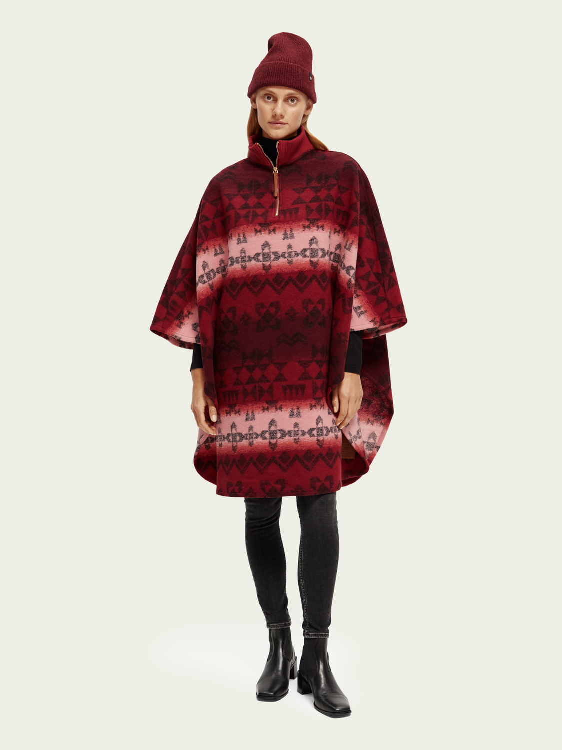 Traditional Printed Jacquard Poncho | scotch & soda outlet