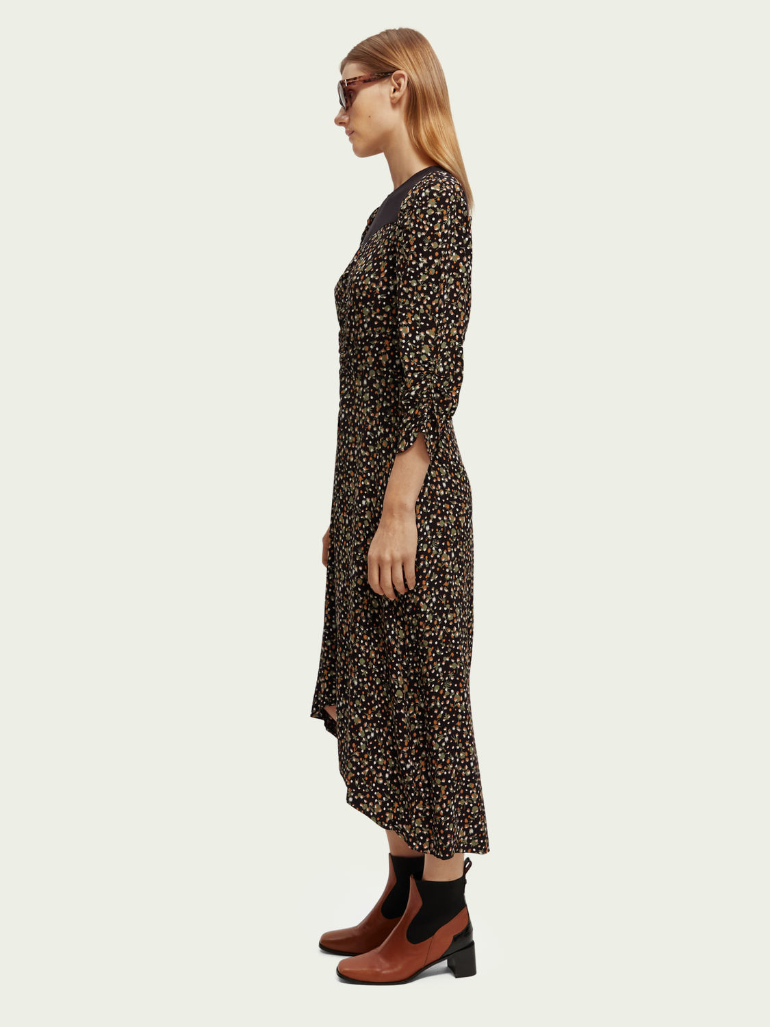 Dress With Gathers And Hi Low Hem | scotch & soda outlet