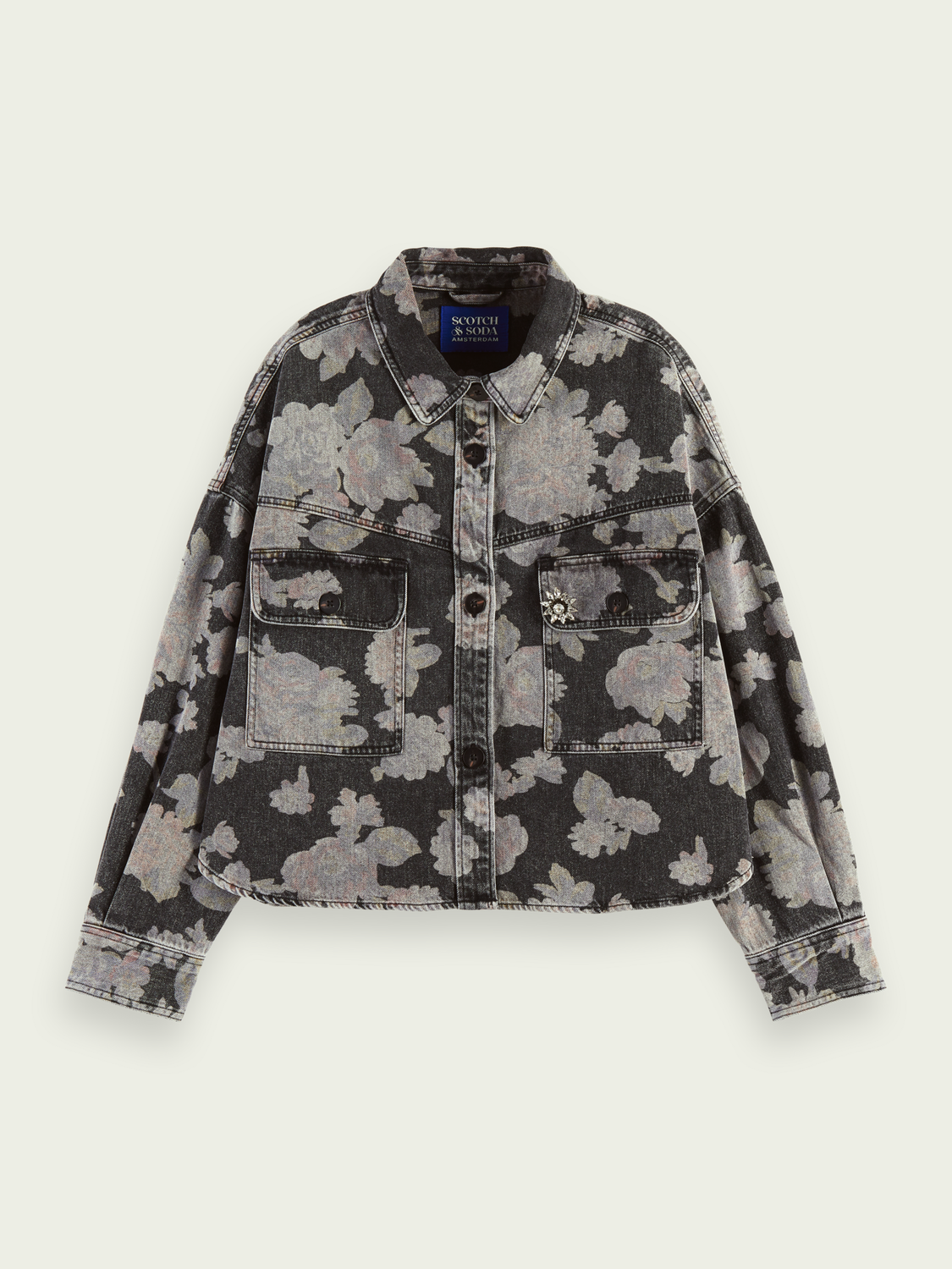 Allover Printed Floral Denim Overshirt | scotch & soda outlet
