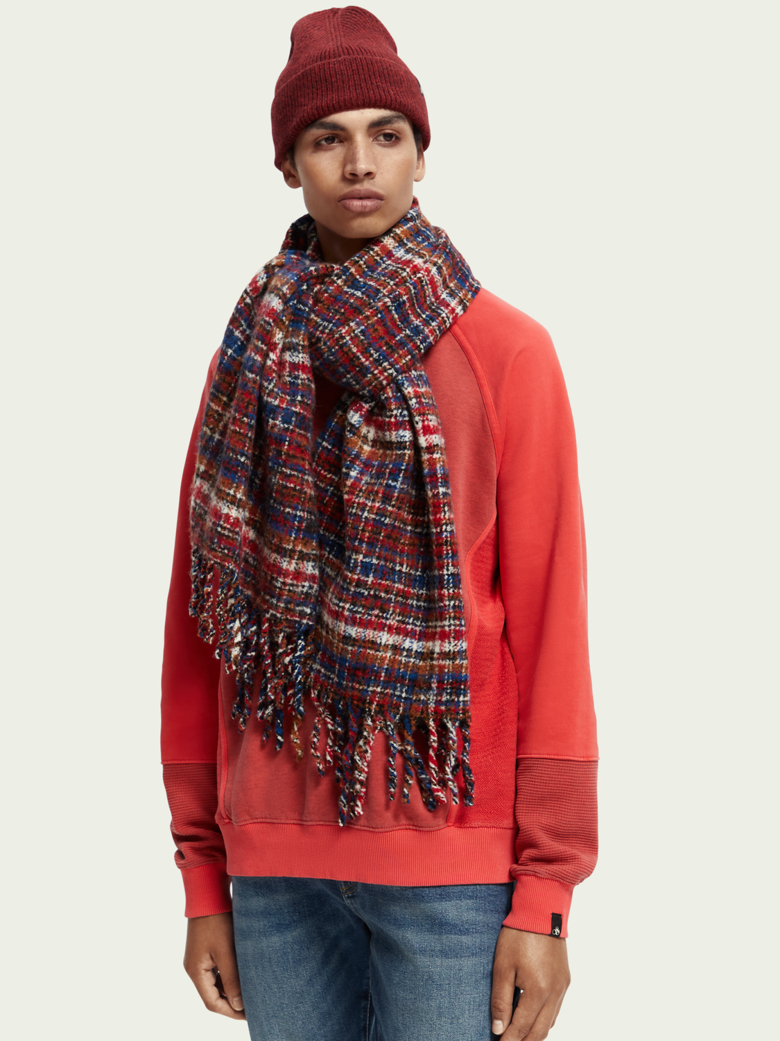 Wool - Blend Brushed Scarf | Scotch And Soda Outlet