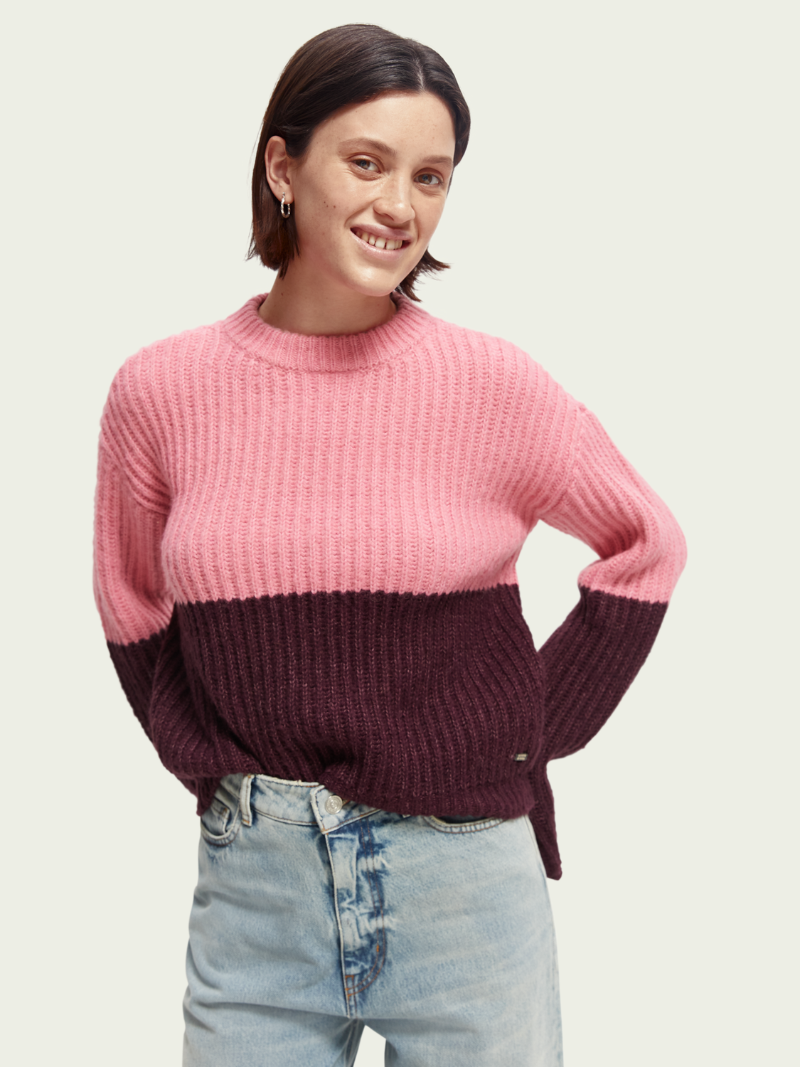 Chunky Knit Colour-Blocked Sweater | scotch & soda outlet