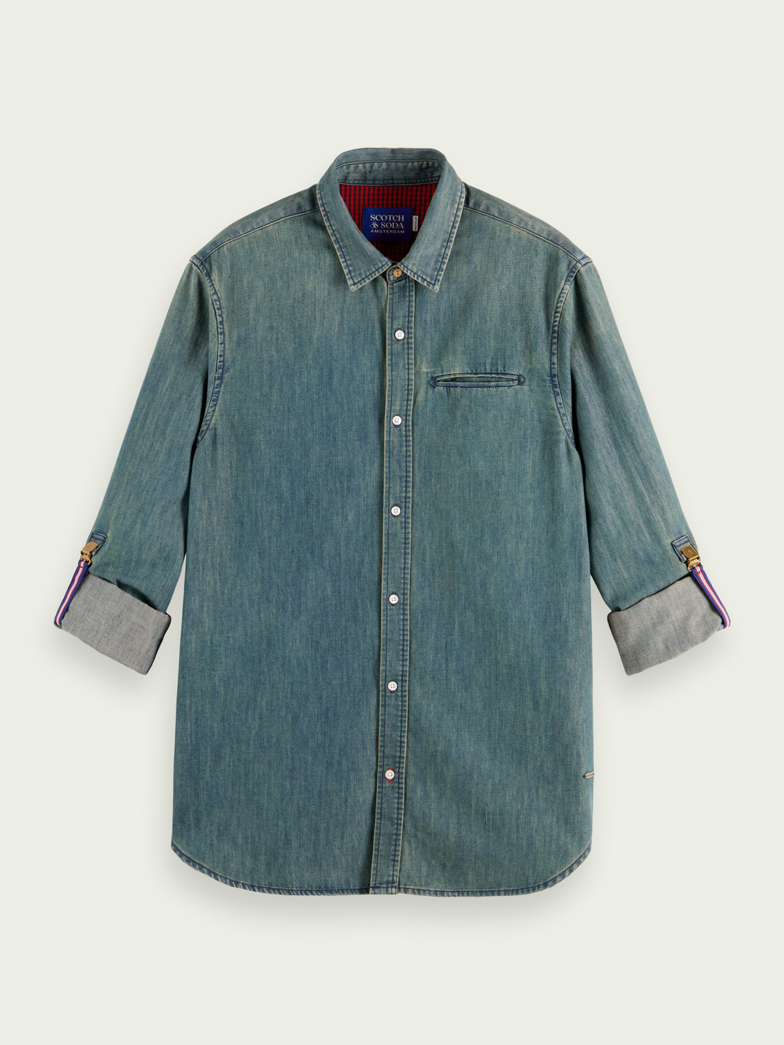 Regular Fit Pocketed Denim Shirt With Sleeve Adjustment | Scotch And Soda Outlet