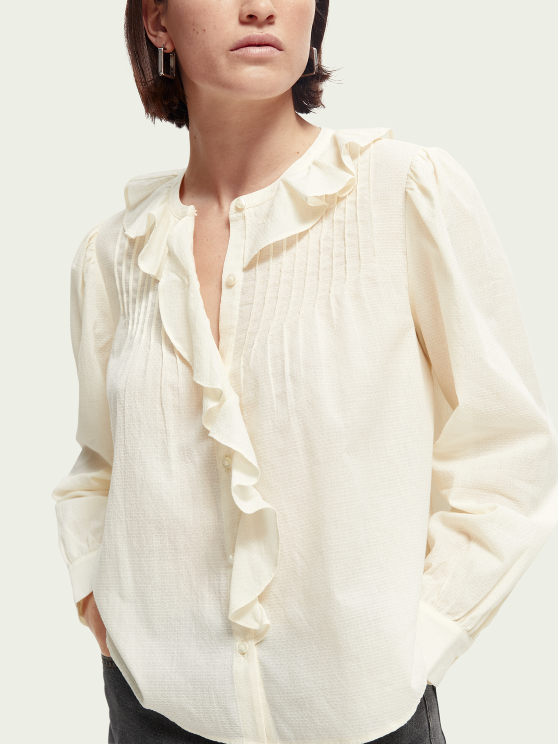 Ruffled Pin Tuck Shirt | scotch & soda outlet