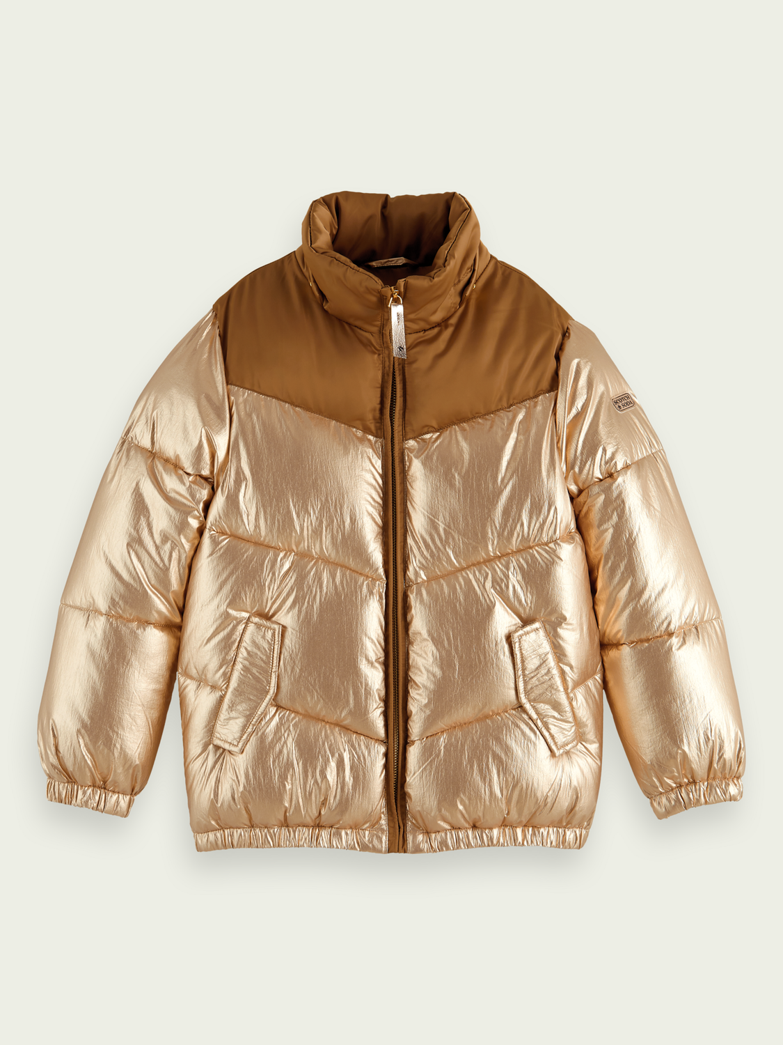 Metallic Colour Block Puffer Jacket