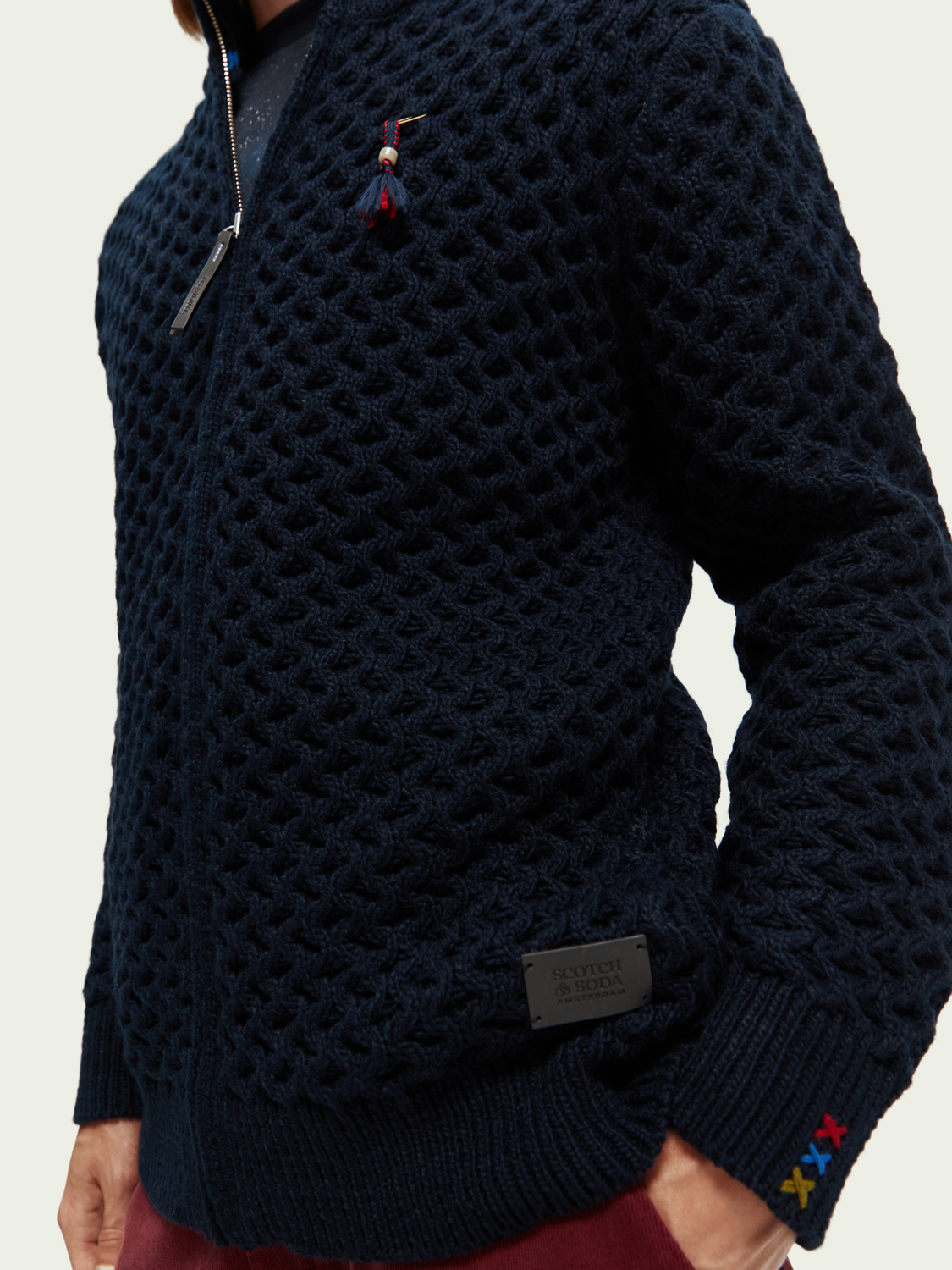 Zip-Through Lattice Cardigan | Scotch And Soda Outlet