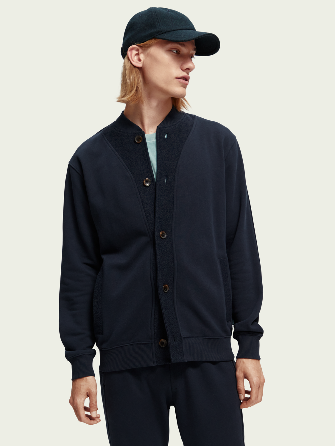 Organic Cotton Embroidered Bomber-Style Cardigan | Scotch And Soda Outlet