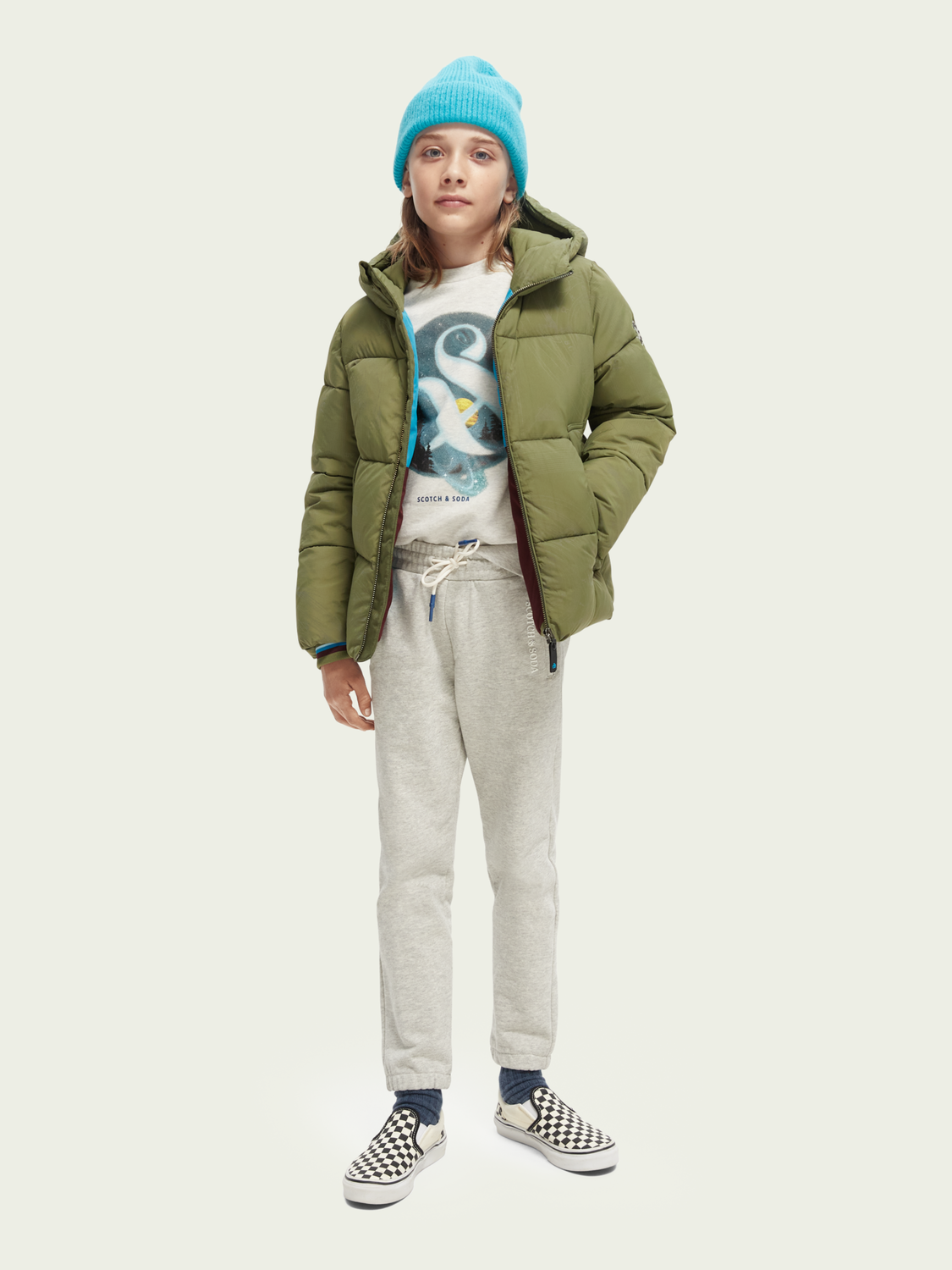 Padded Jacket With Reflective Print