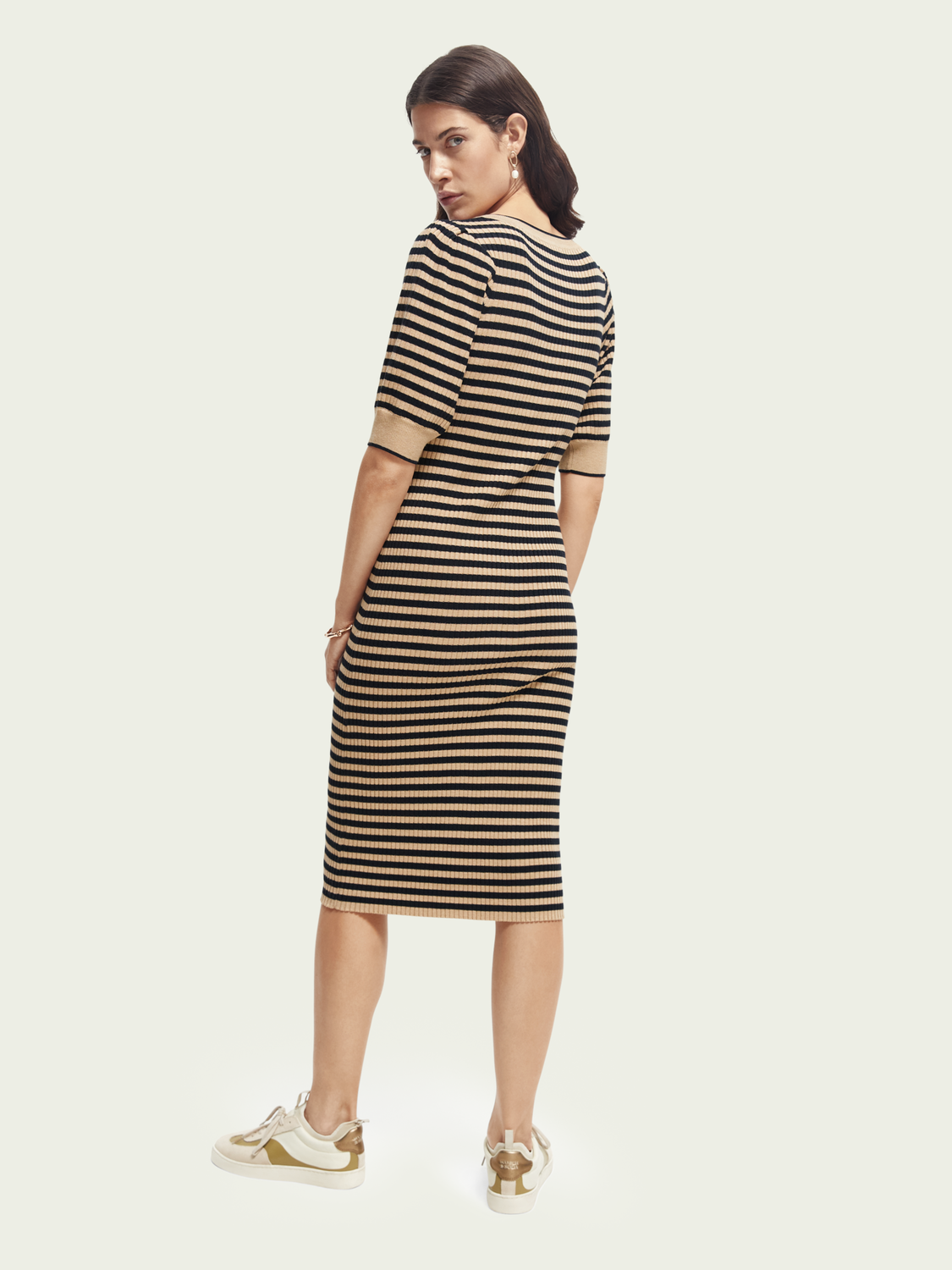 Short-Sleeved Rib Knit Dress | scotch & soda outlet