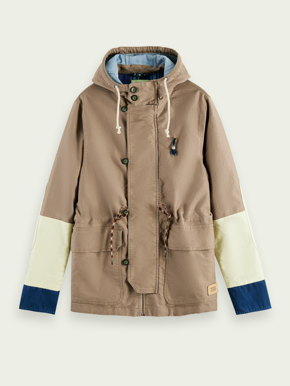 Colour-Block Organic Cotton Parka | Scotch And Soda Outlet