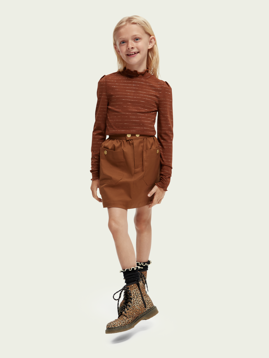 Yarn-Dyed Long-Sleeved Fitted Turtleneck T-Shirt