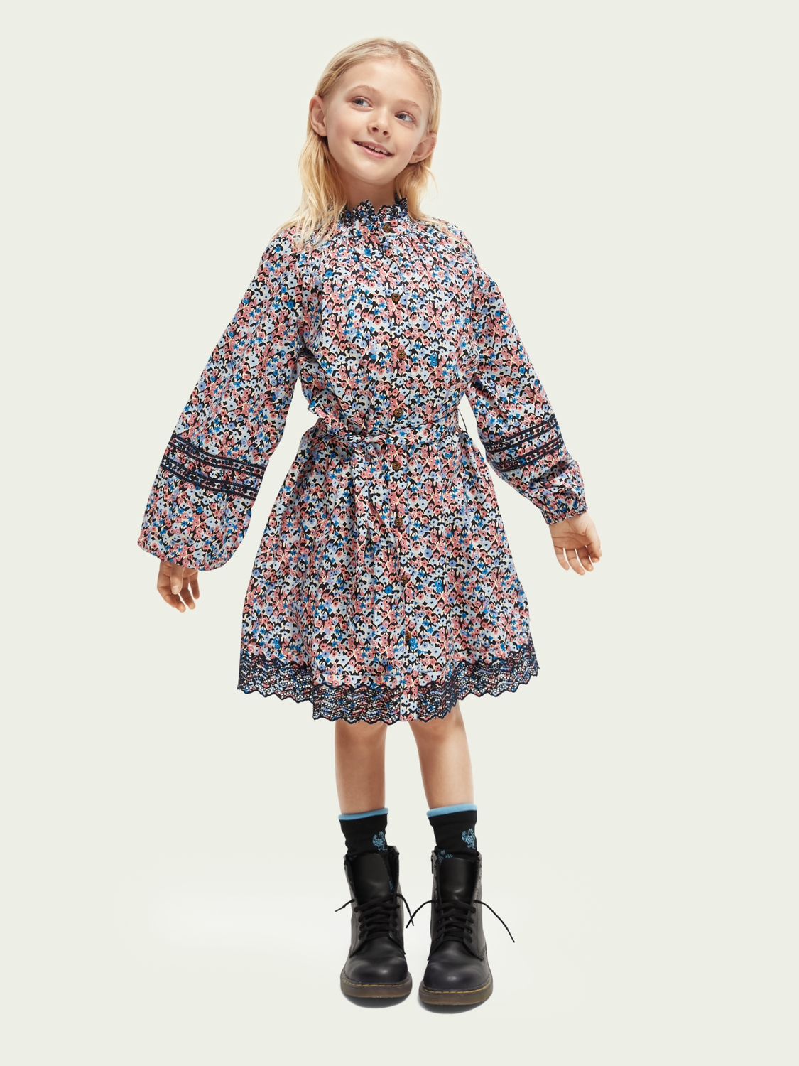 Scotch Soda Outlet | Printed Organic Cotton Long-Sleeved Shirt Dress