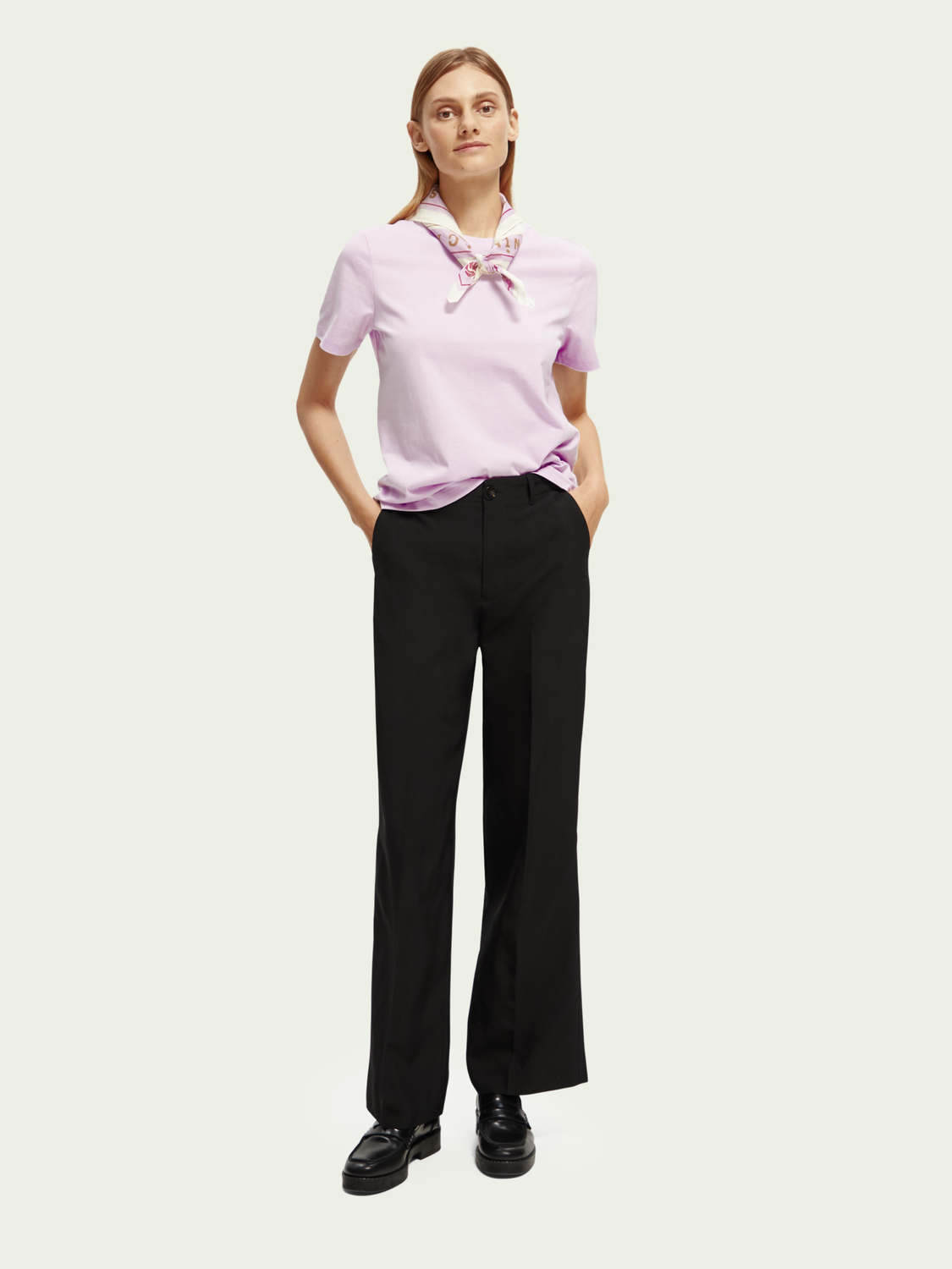 Organic Cotton T-Shirt With Detachable Scarf Collar | scotch & soda outlet