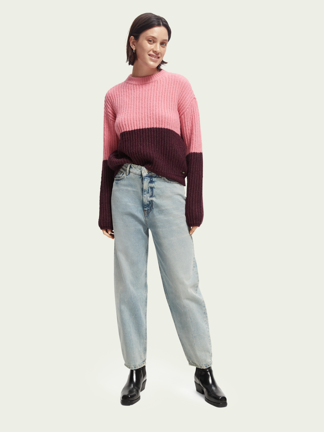 Chunky Knit Colour-Blocked Sweater | scotch & soda outlet