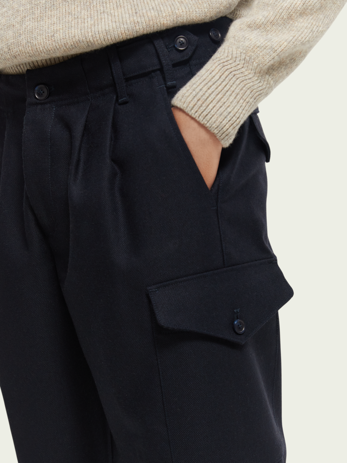 Wool-Blended Cargo Trousers | Scotch And Soda Outlet