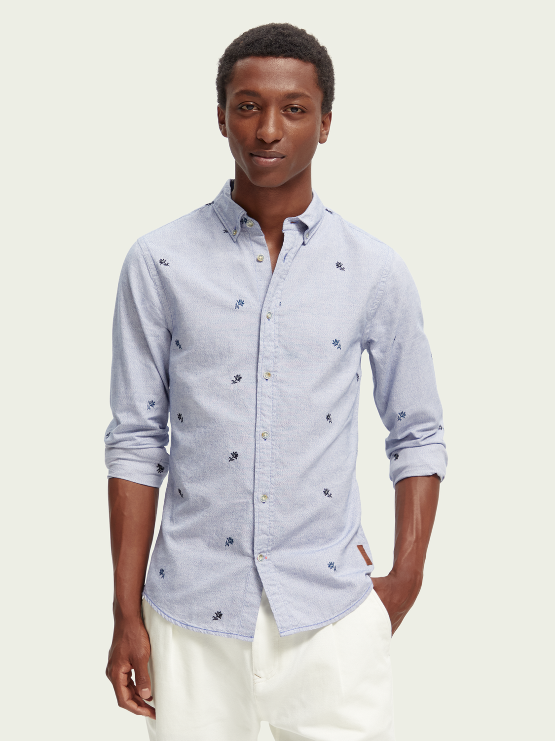 Slim Fit Embroidered Oxford Shirt | Scotch And Soda Outlet