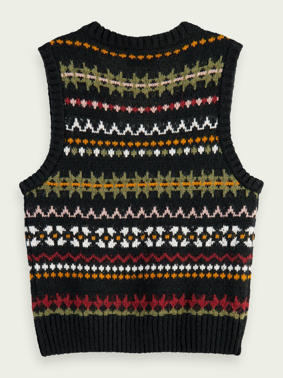 Relaxed Fit Fair Isle Knit V-Neck Vest | scotch & soda outlet