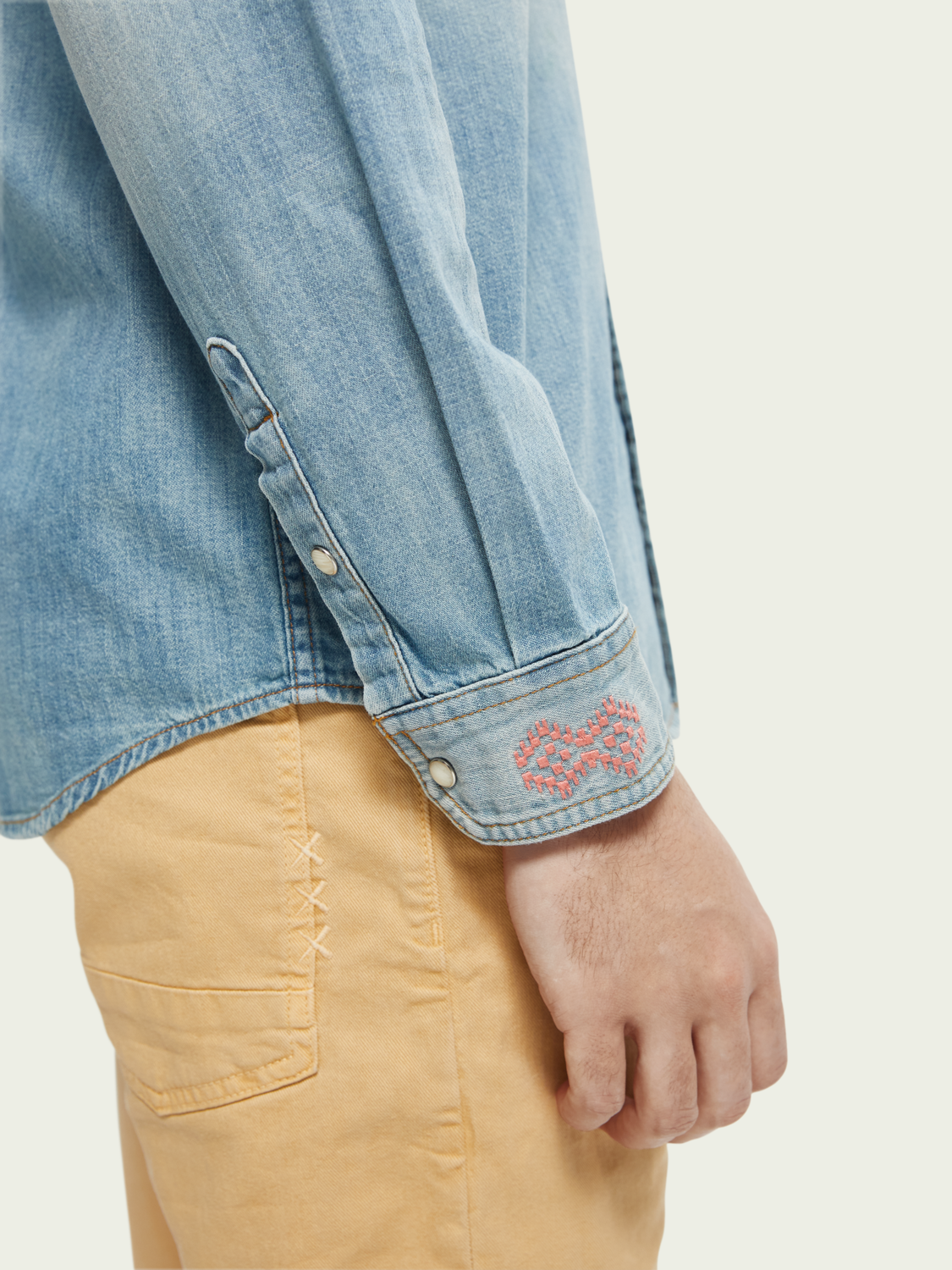 Ikat Detailed Western Denim Shirt | Scotch And Soda Outlet