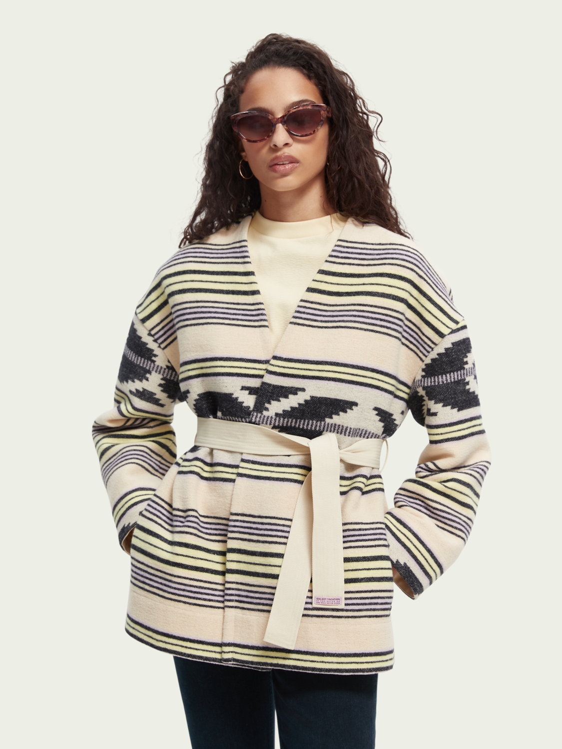 Ikat Jacquard Belted Coat | scotch & soda outlet