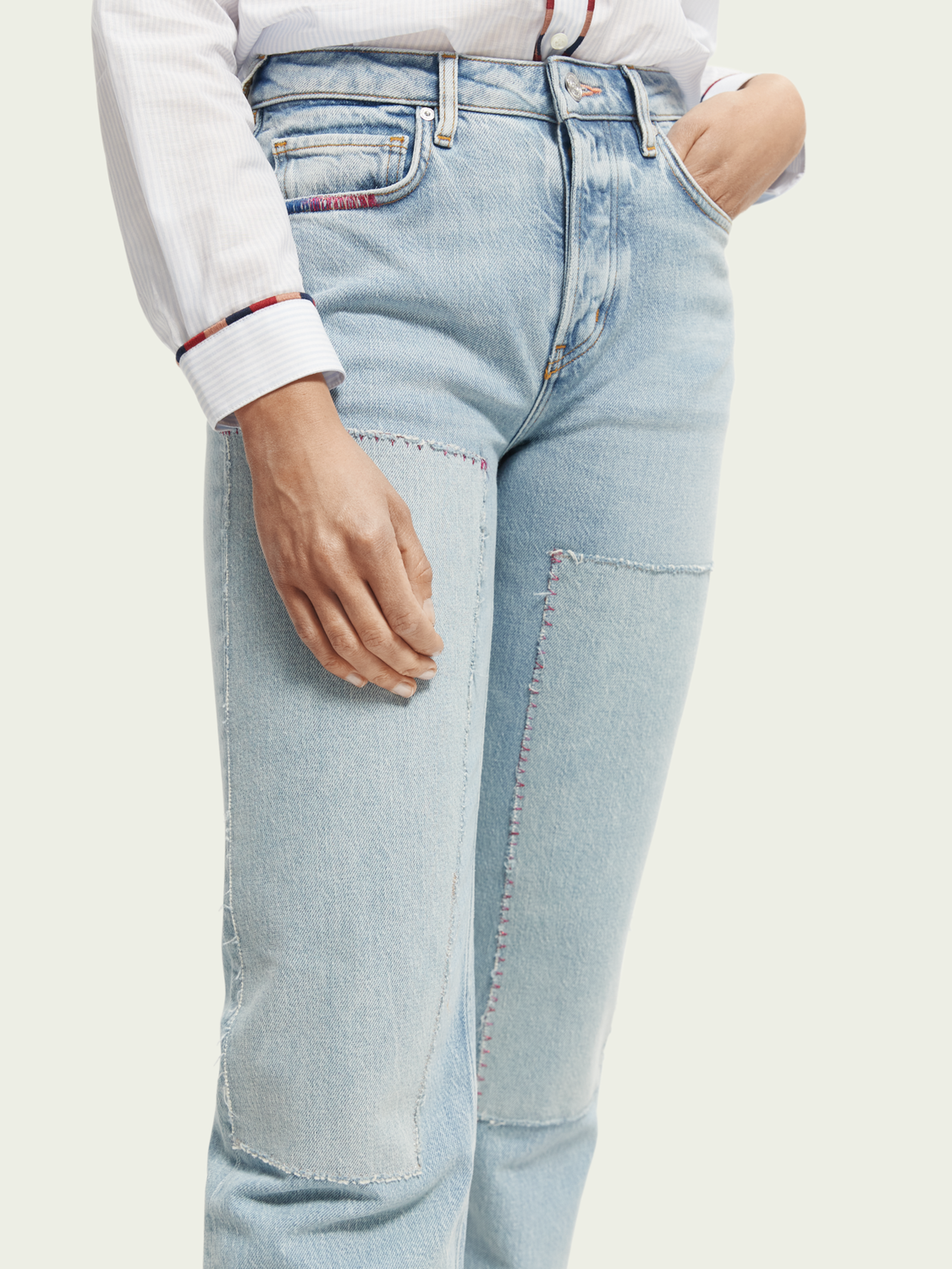 The Sky Patched Straight Leg Jeans | scotch & soda outlet