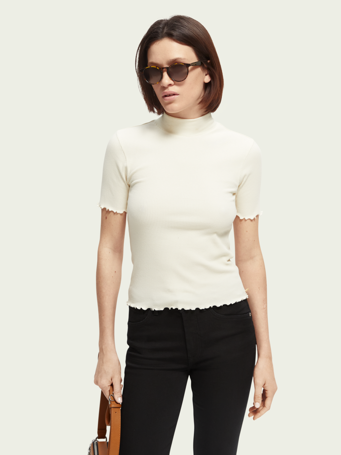 Mock Neck Slim-Fit Organic Cotton Shirt | scotch & soda outlet