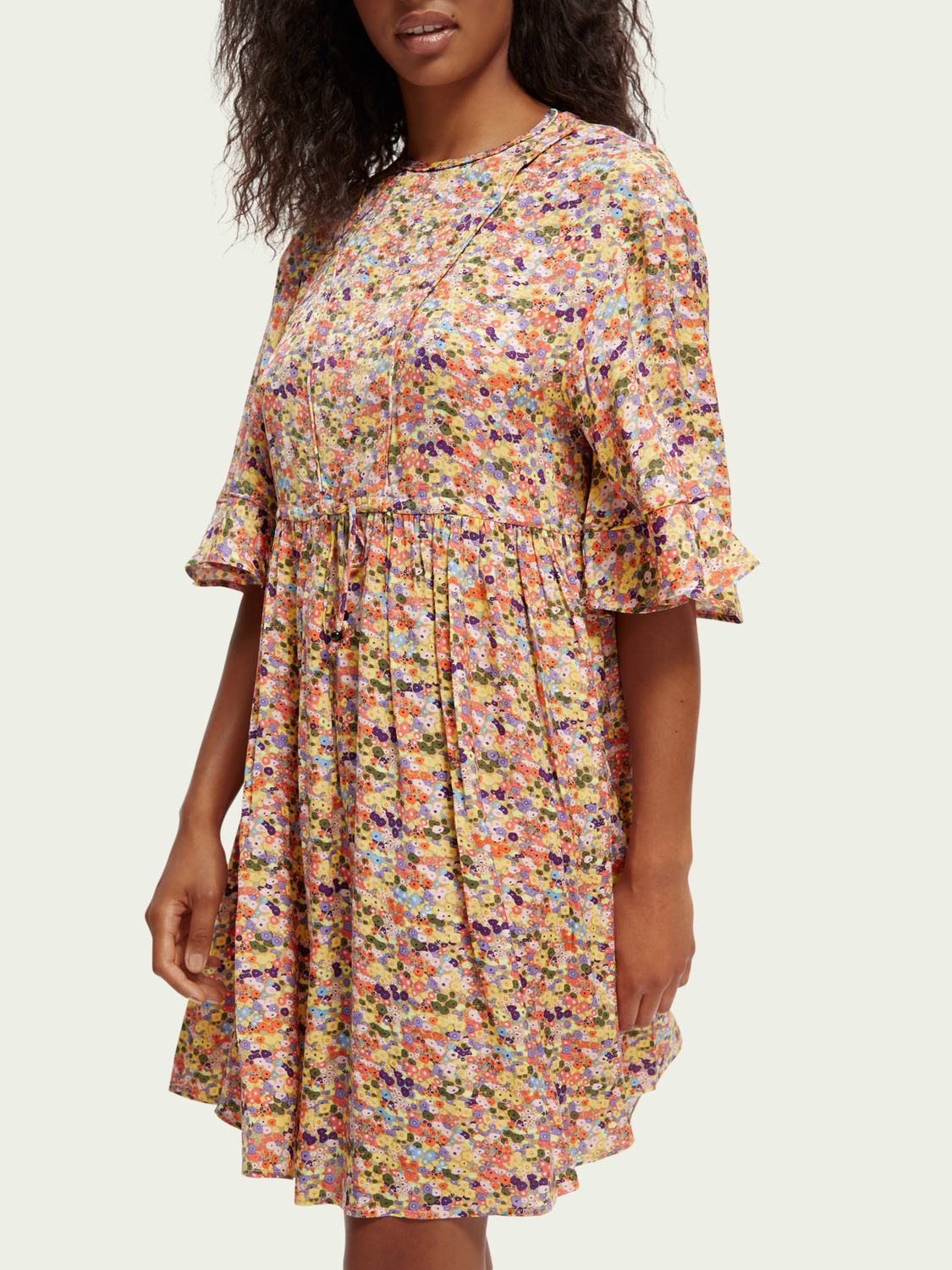 T-Shirt Style Flounce-Sleeved Dress | scotch & soda outlet