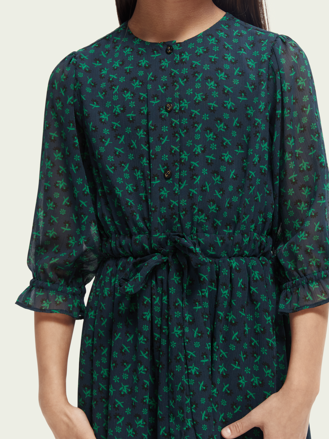 Printed Midi-Length 3/4-Length Dress