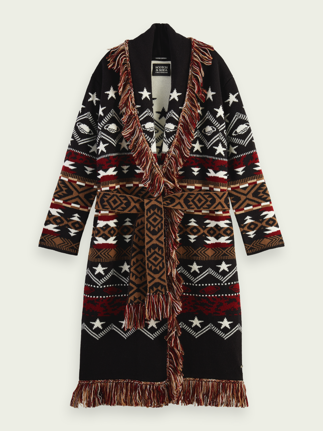Jacquard Woven Fringed Cardigan | scotch & soda outlet