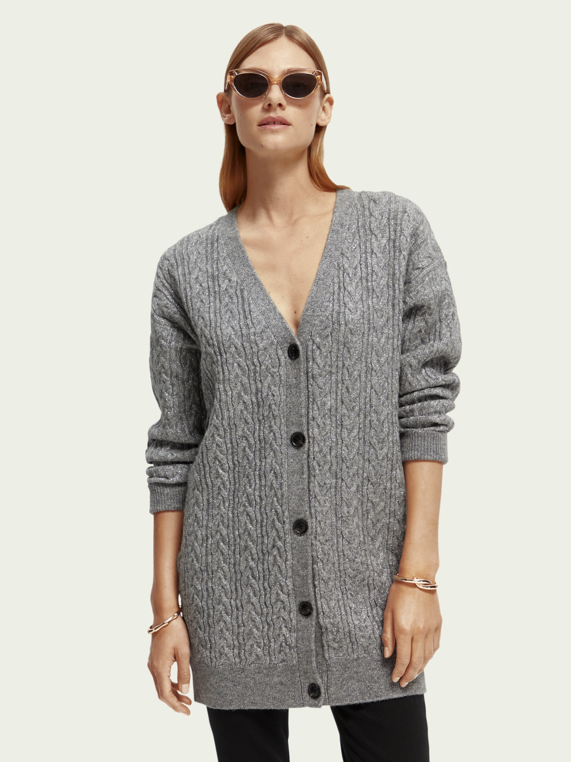 Wool-Blended Cable Knit Cardigan | scotch & soda outlet