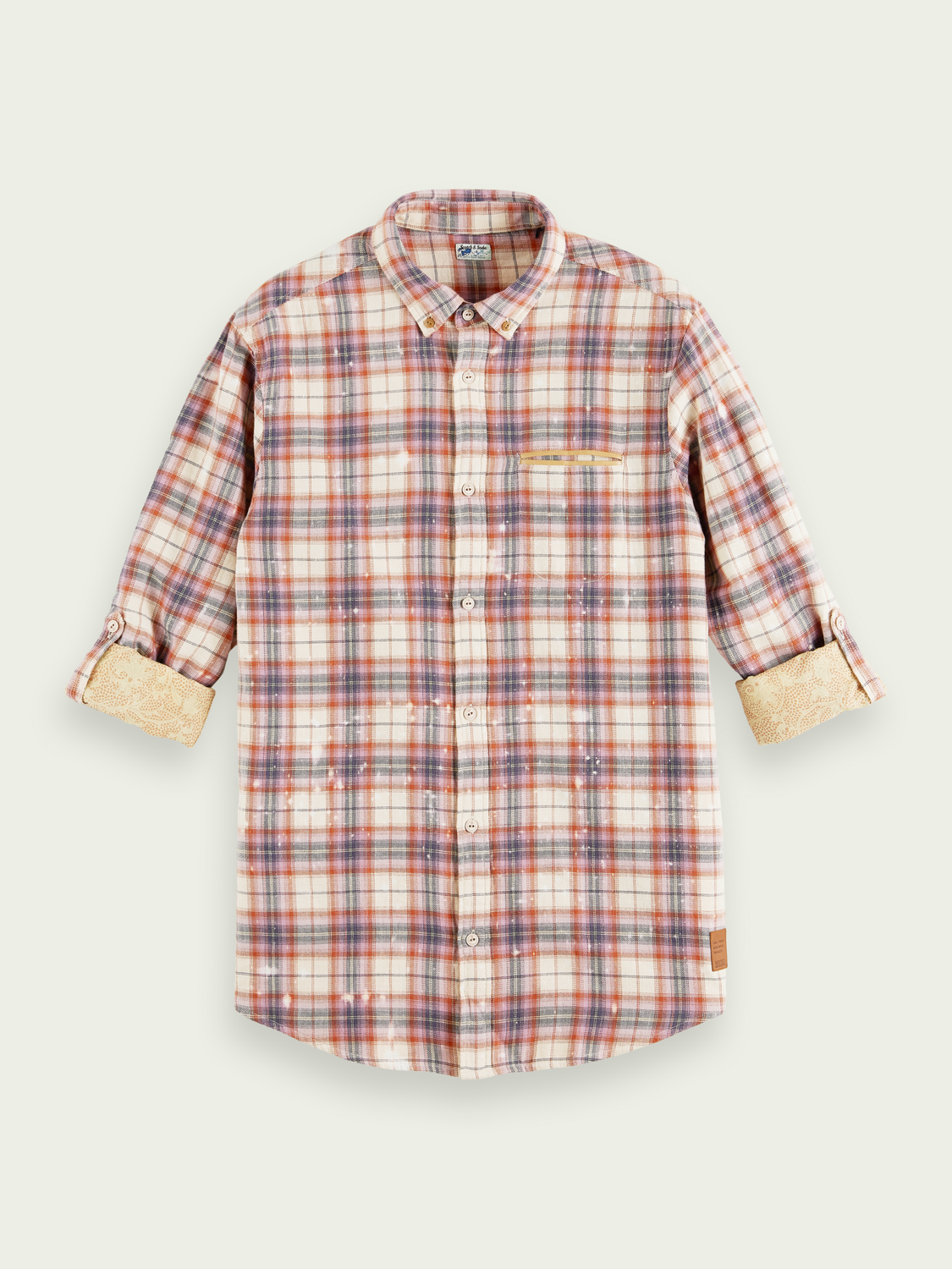 Bonded Checked Organic Shirt With Sleeve-Adjustment | Scotch And Soda Outlet
