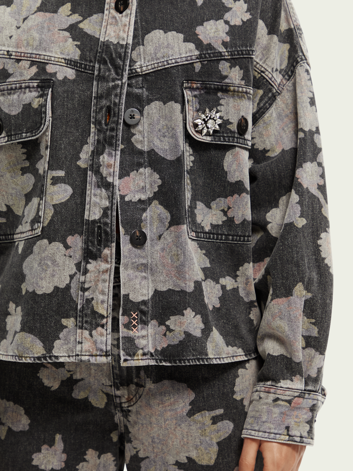 Allover Printed Floral Denim Overshirt | scotch & soda outlet