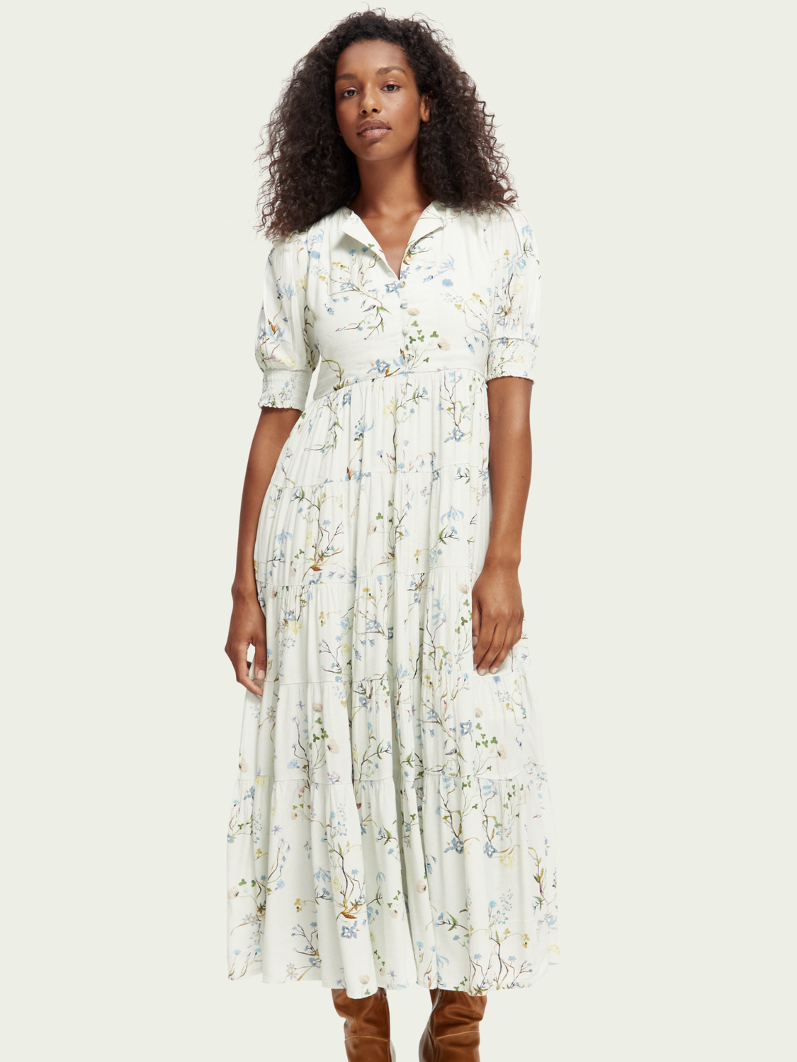Short Sleeved Tiered Maxi Dress | scotch & soda outlet