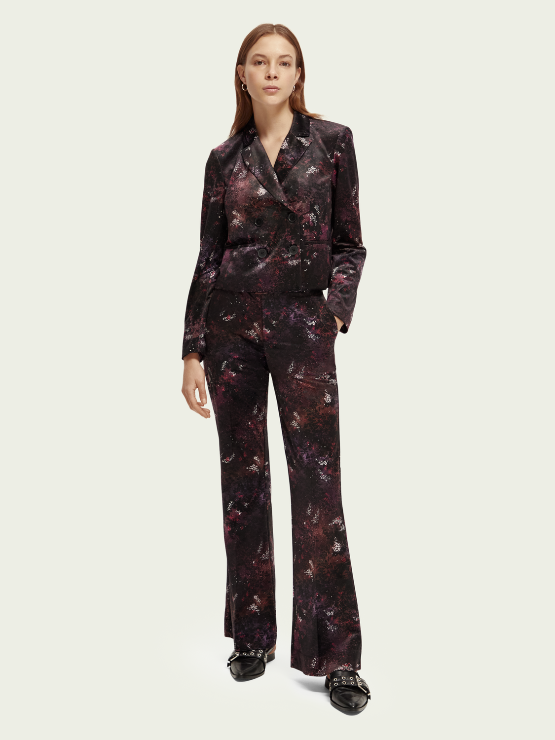 Printed Cropped Velvet Blazer | scotch & soda outlet