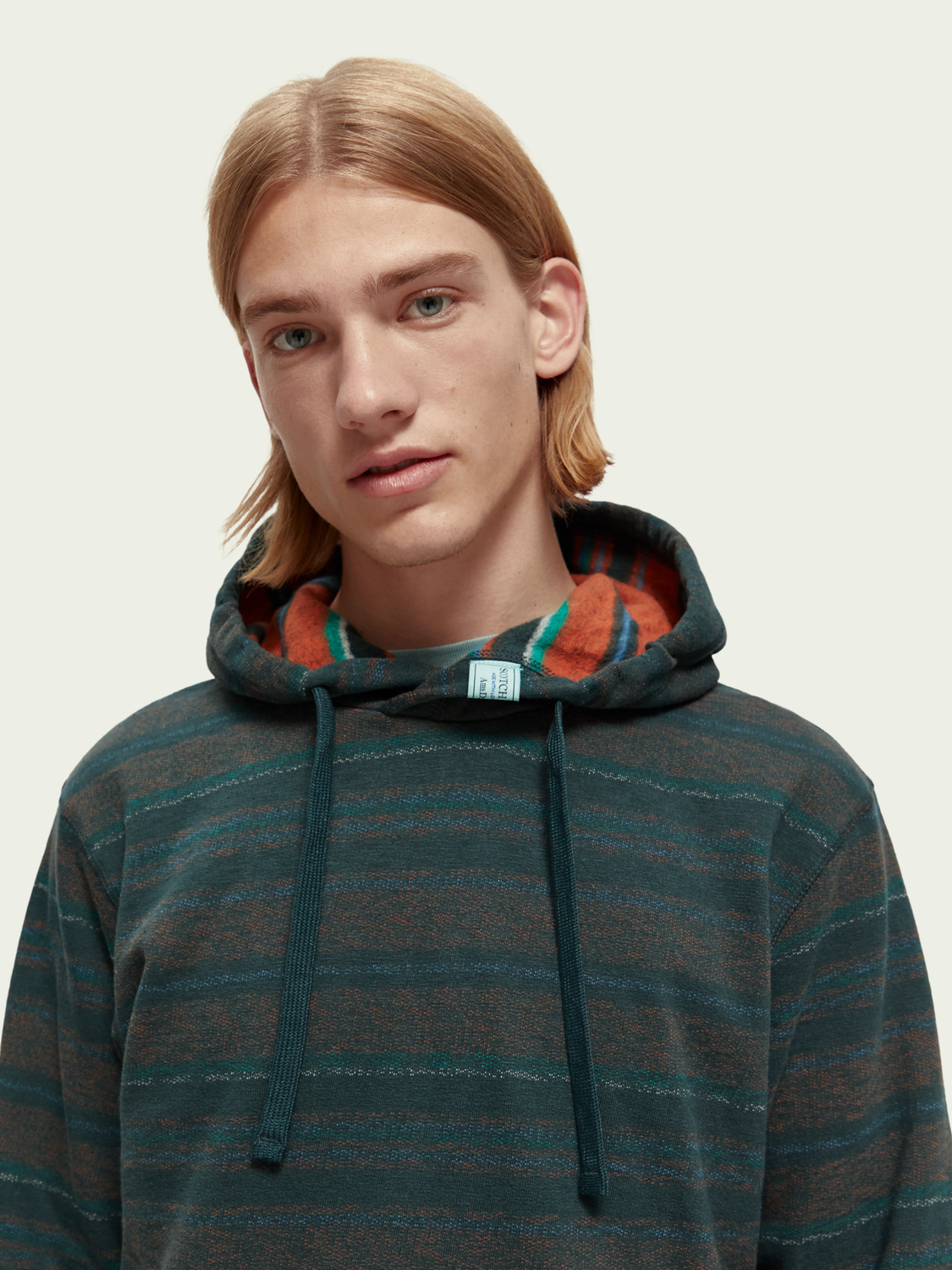 Striped Contrast-Lined Hoodie | Scotch And Soda Outlet