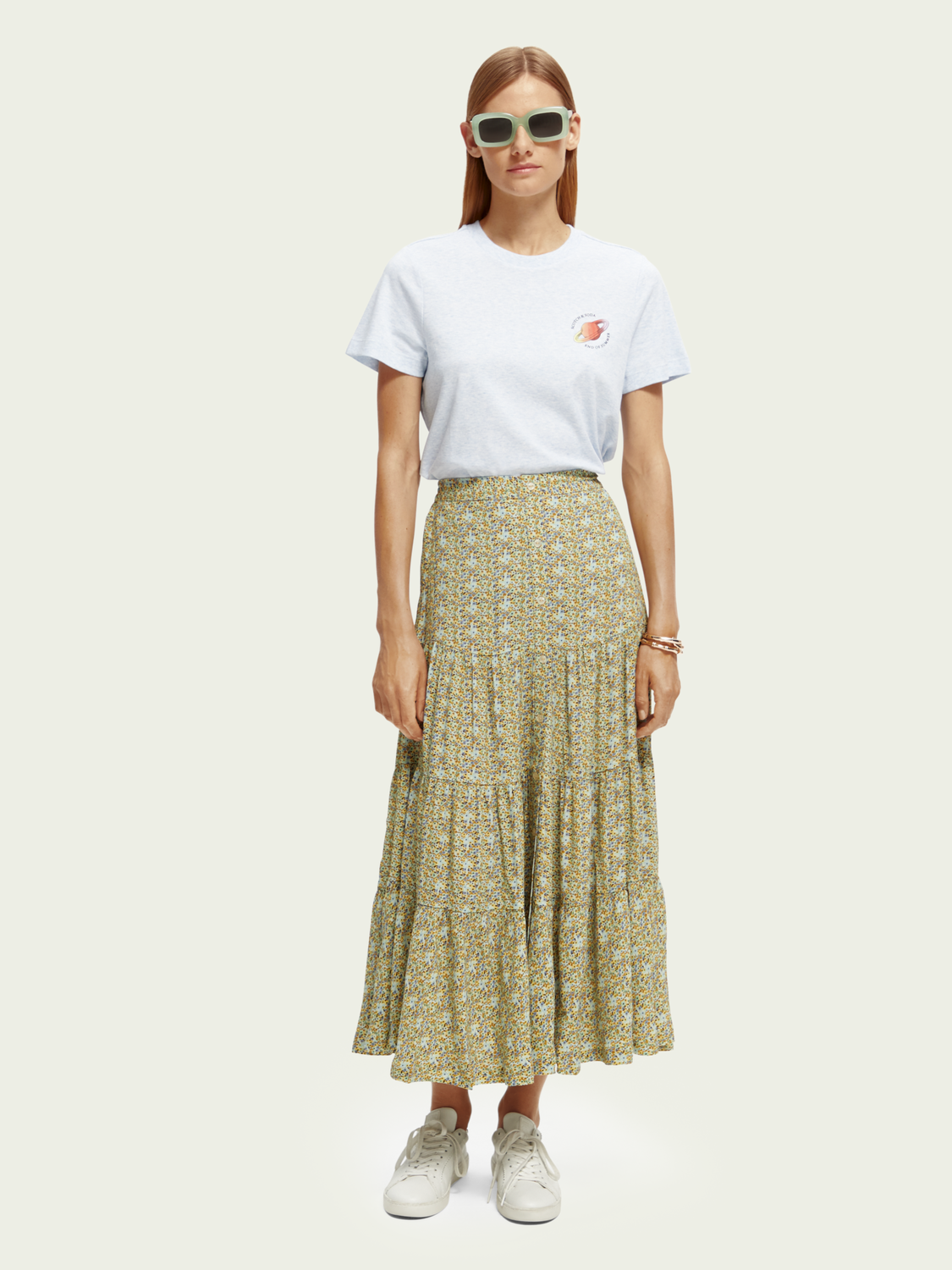 Button-Up Tiered Maxi Skirt | scotch & soda outlet