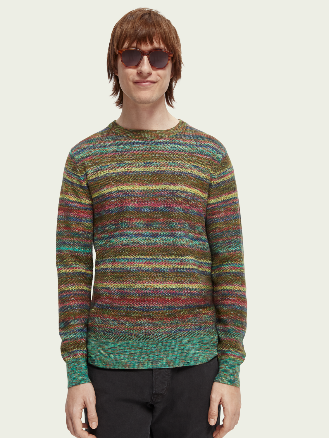 Structured Space-Dye Crewneck Sweater | Scotch And Soda Outlet