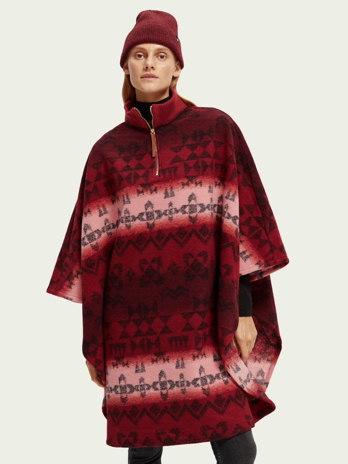 Traditional Printed Jacquard Poncho | scotch & soda outlet