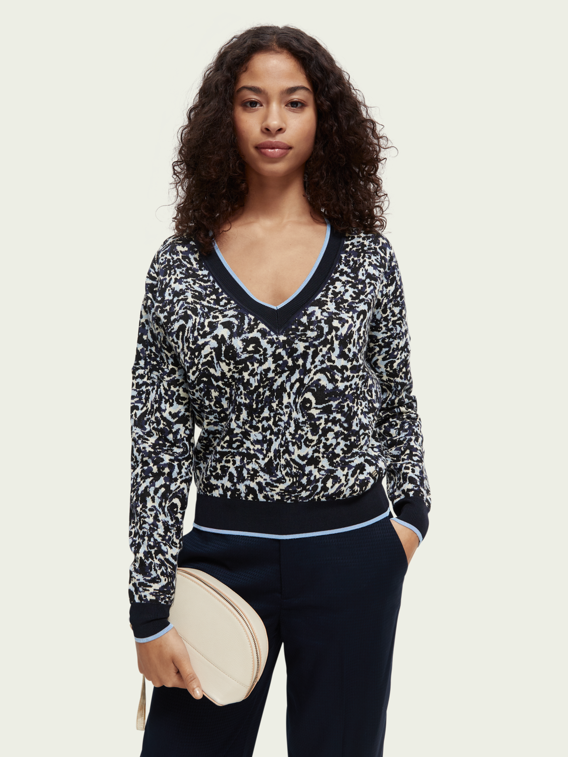 Loose-Fit Organic Jacquard Knit Sweater | scotch & soda outlet