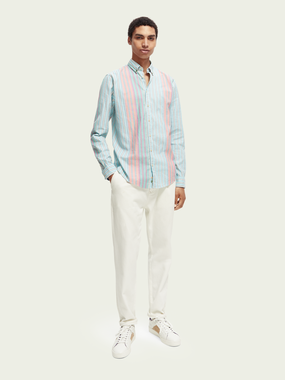 Regular-Fit Striped Organic Oxford Shirt | Scotch And Soda Outlet
